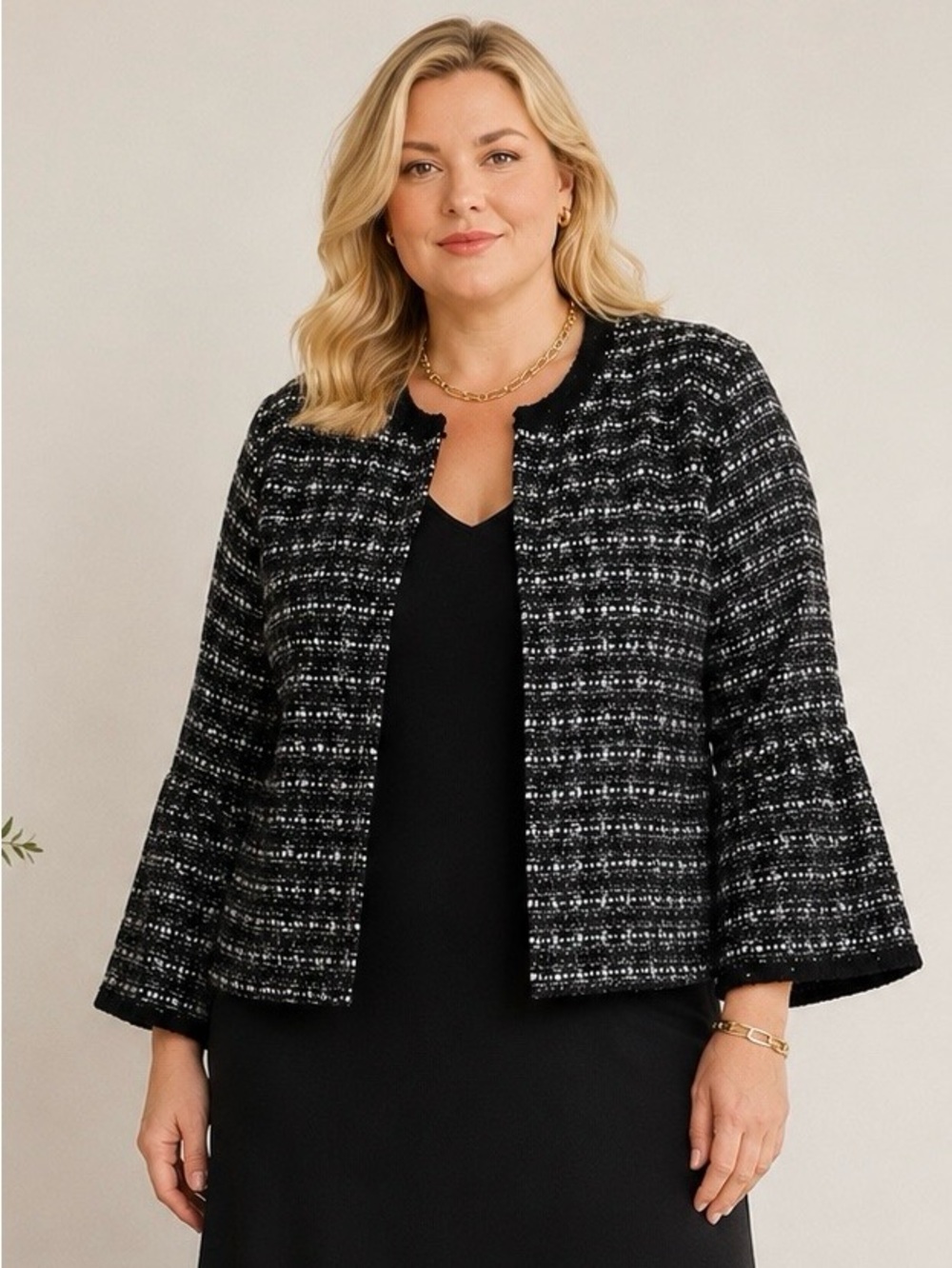 J.Crew Black & White Bouclé Tweed Jacket – Size 14